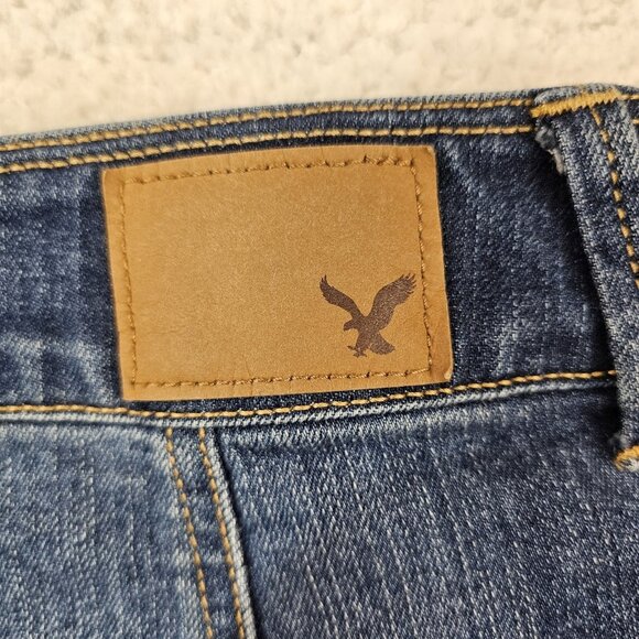 AE American Eagle Jean Skirt Women 2 Blue Y2K Hi Rise A Line Button Fly Pocket - Picture 9 of 10